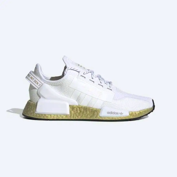 ADIDAS | NMD R1 V2 Shoes | Cloud White Gold Metallic - Womens US 5.5 - Picture 4 of 12